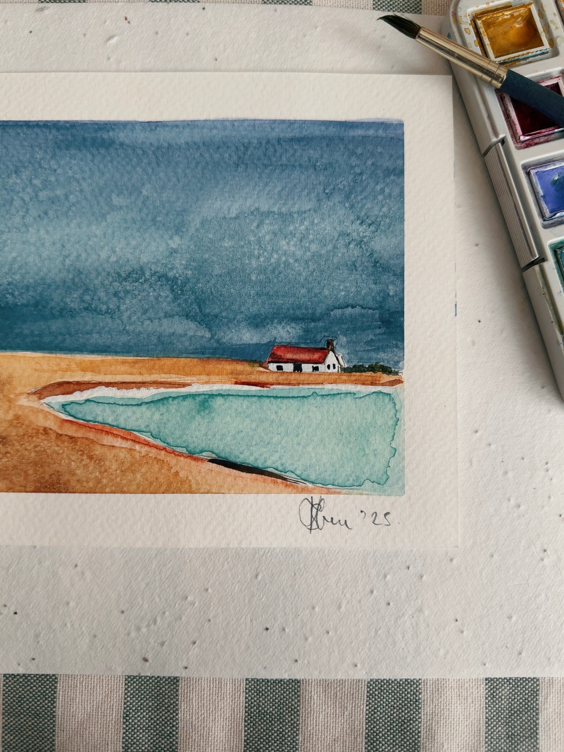 Shingle Street Cottage – Original Framed A5 Watercolour