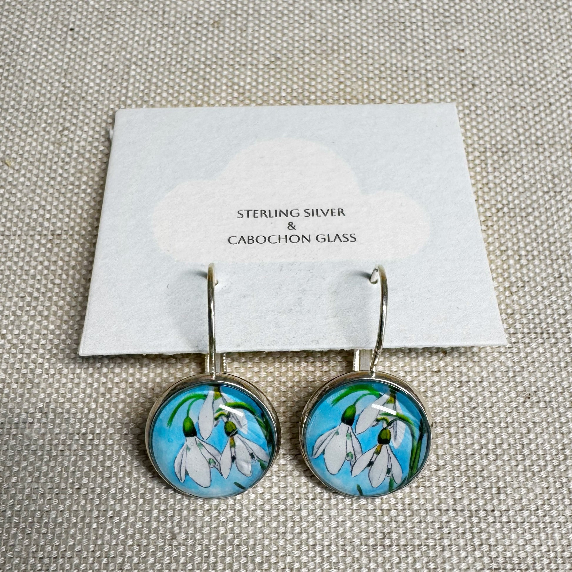 Snowdrops Silver Cabochon Earrings