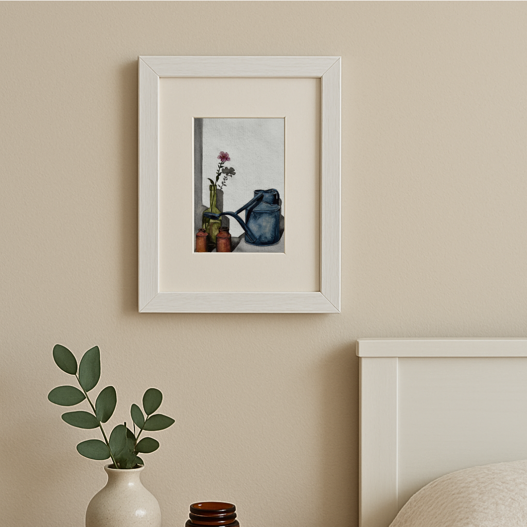 Watering Can – Original Watercolour Still Life | Rainbow Raindrops -A4