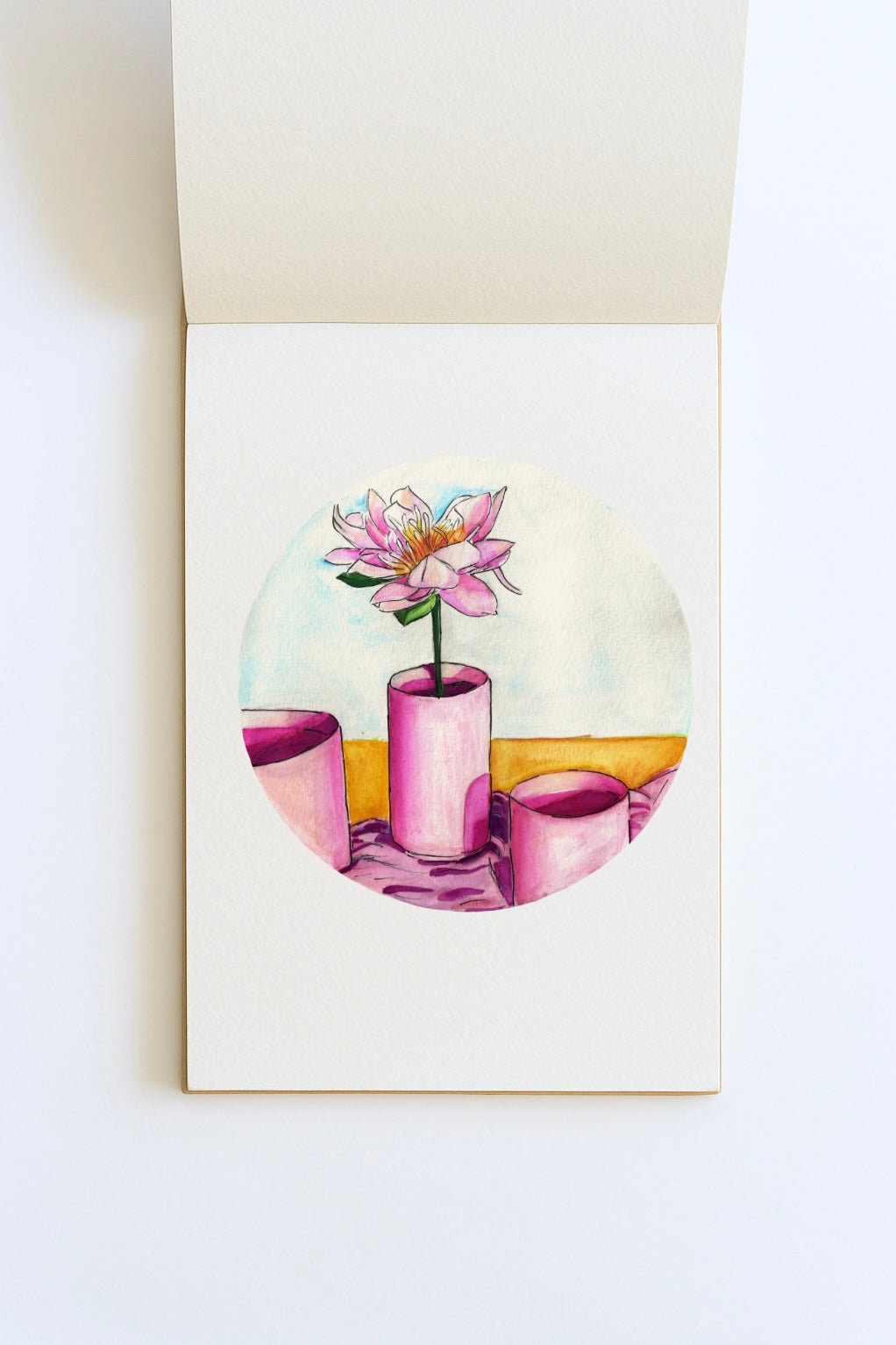 Pink Lotus Still Life Print-A5