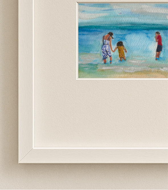 To the Shore Together – Original Framed A5 Watercolour (Whitstable Beach)