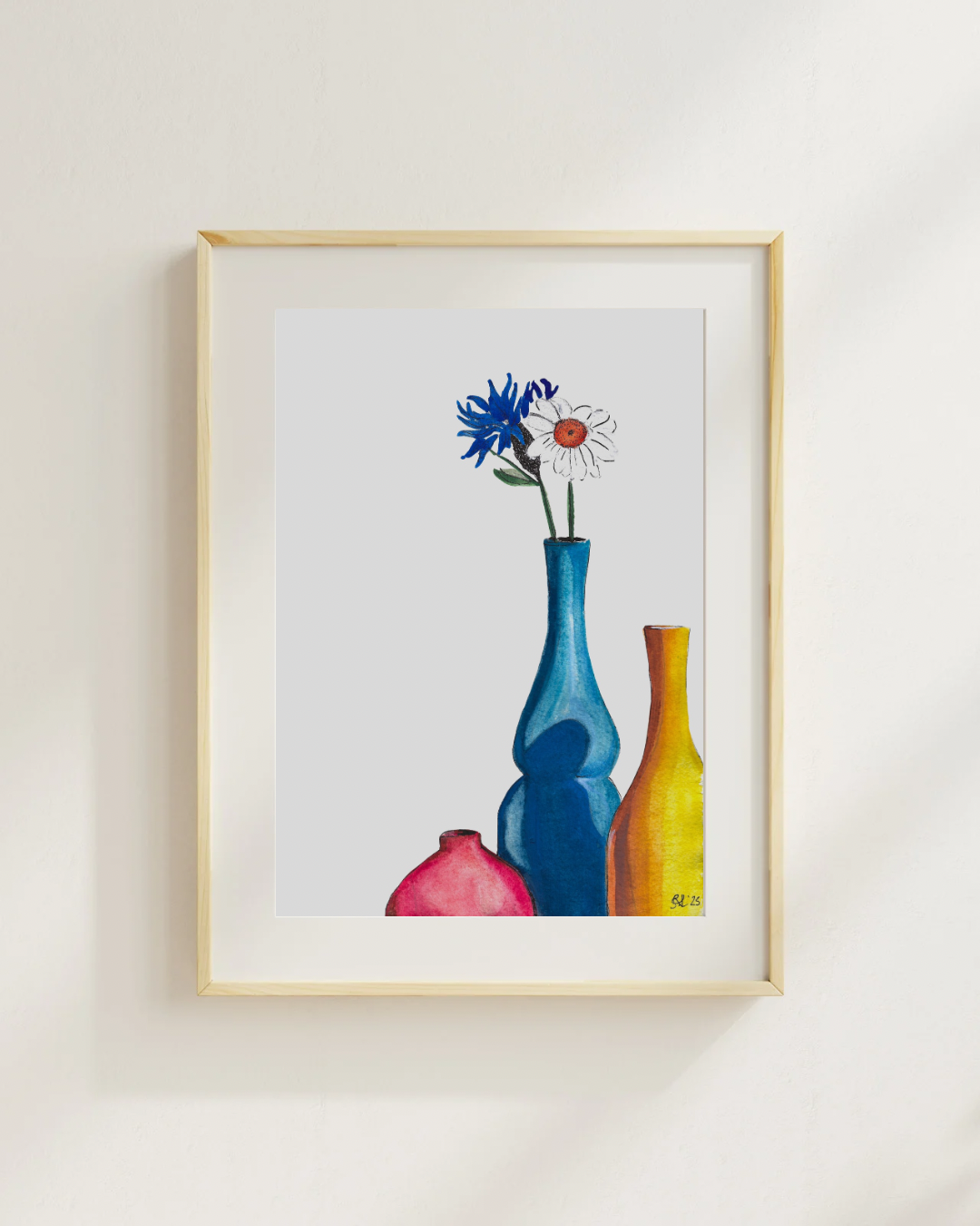 Cornflower and Marguerite– Original A5 Print