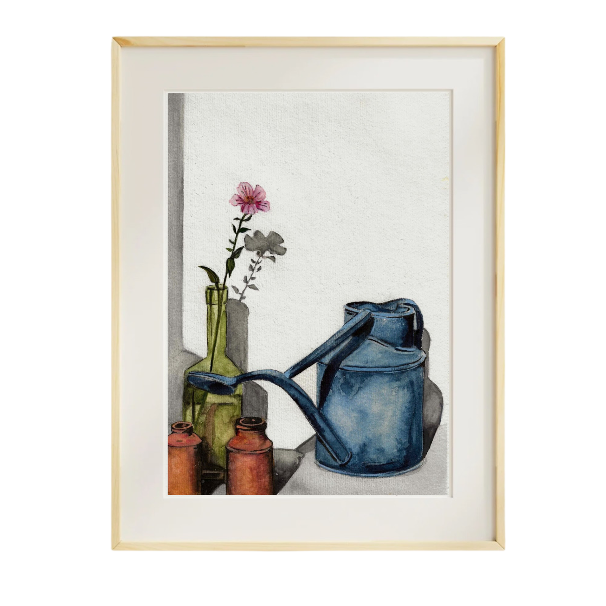 Watering Can – Original Watercolour Still Life | Rainbow Raindrops -A4