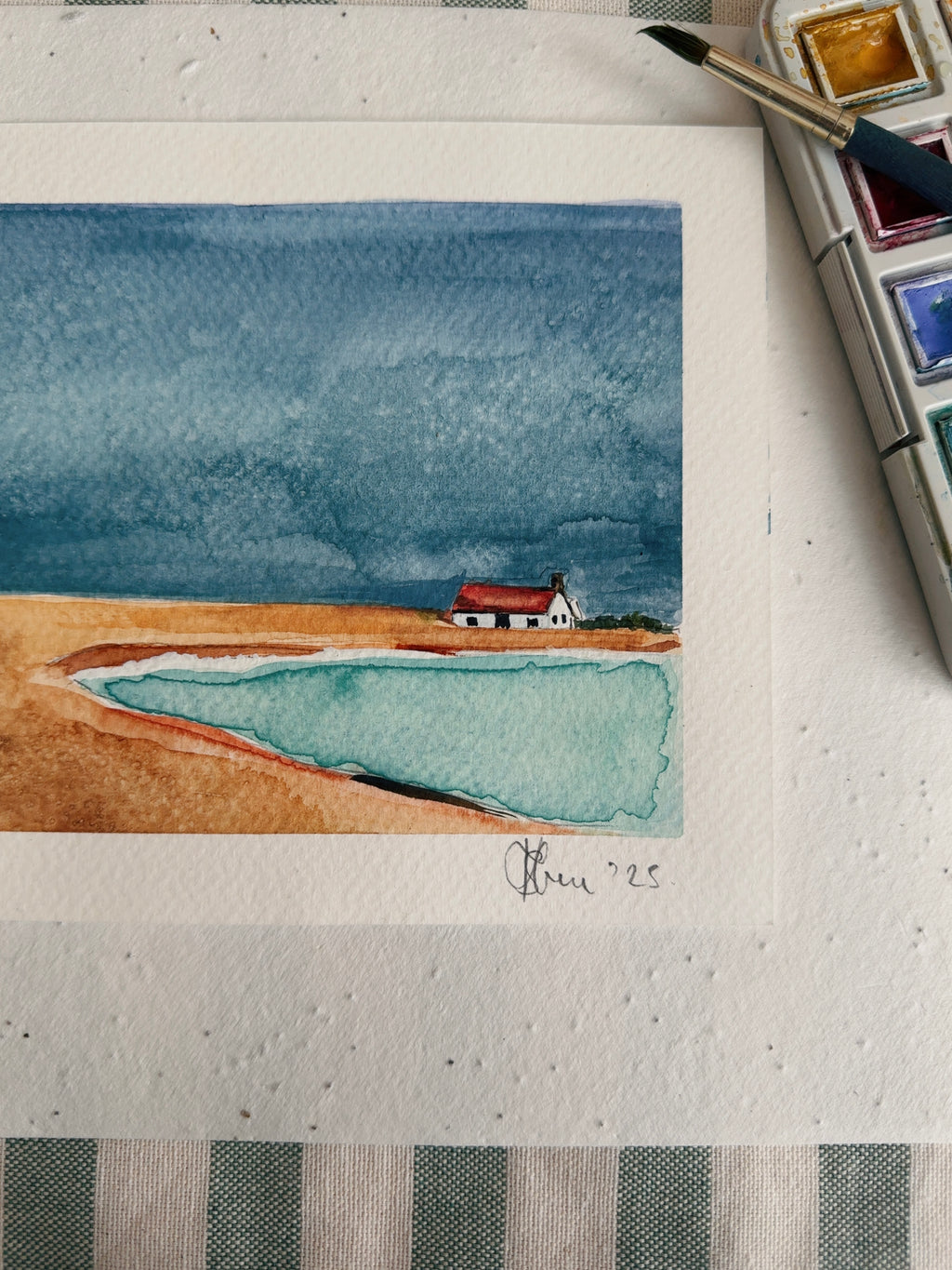 Shingle Street Cottage – Original Framed A5 Watercolour