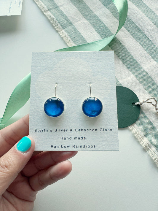 Deep Blue Sea Sterling Silver Cabochon Earrings