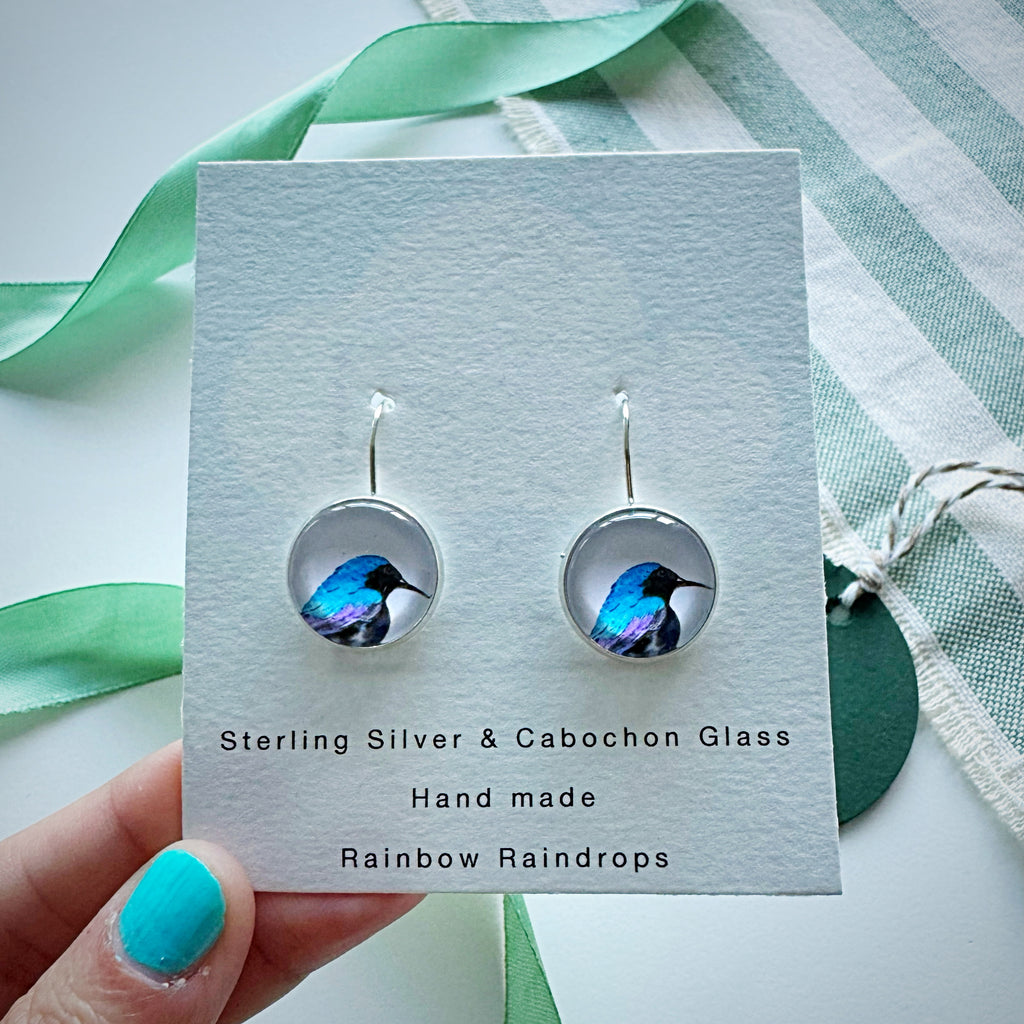 Sunbird Silver Cabochon Earrings