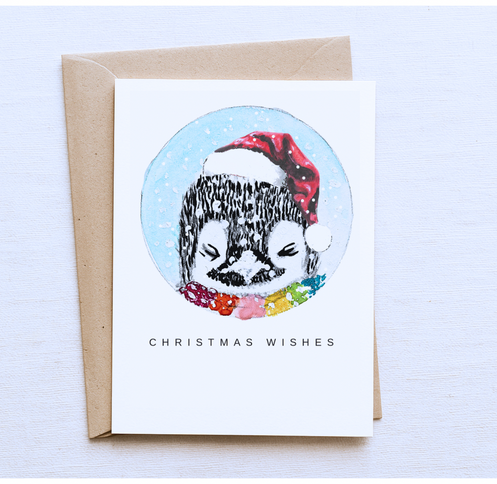 Baby Penguin Christmas Card – Festive Santa Hat Illustration-Christmas Wishes