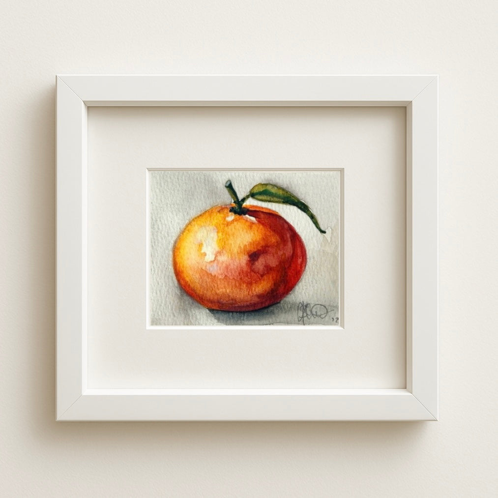De Clementine –Mini Original Watercolour Still Life |  100 mm x 76 mm | Raindrops