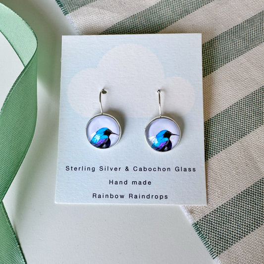 Sunbird Silver Cabochon Earrings