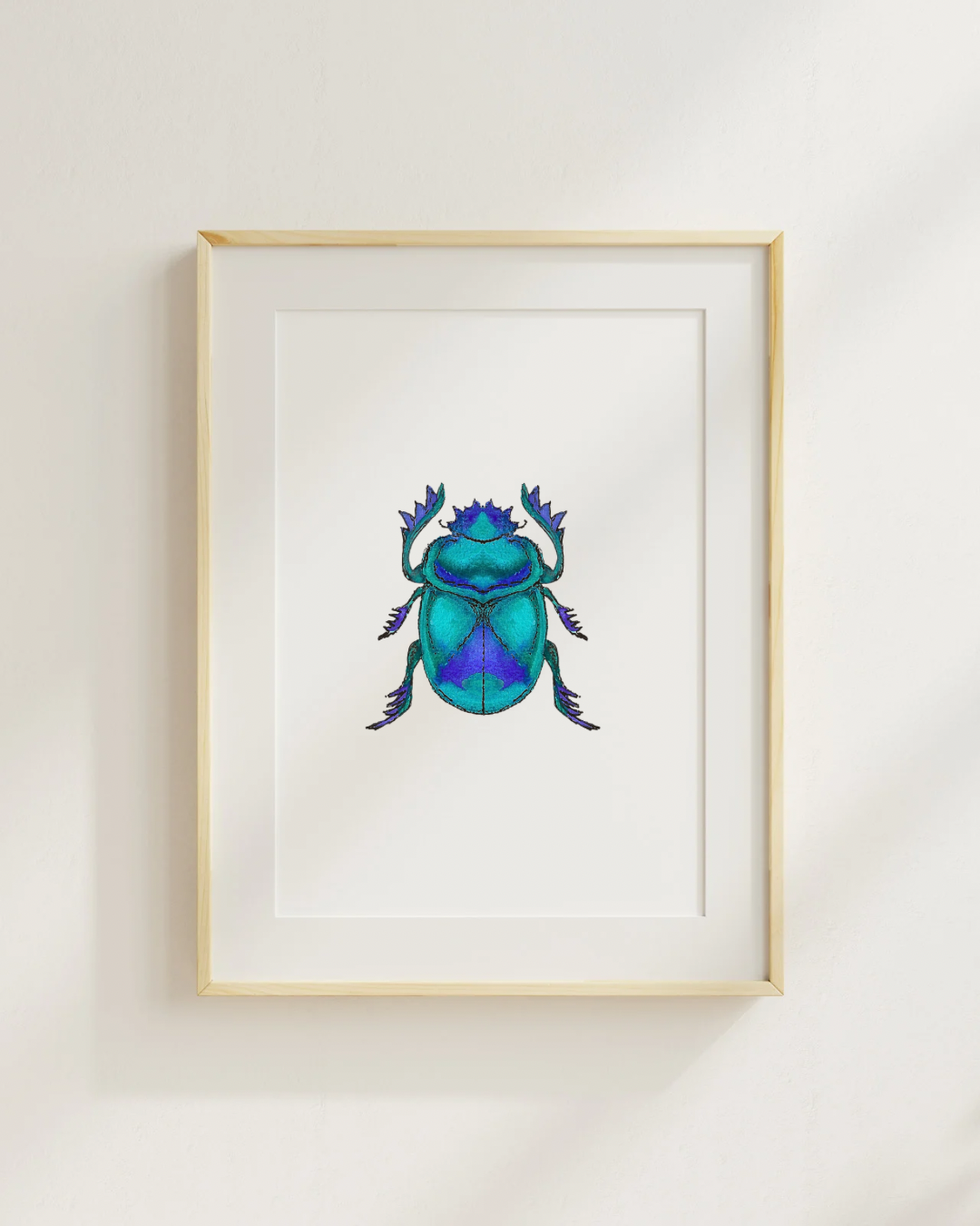 Blue Scarab Beetle – Original A5 Print