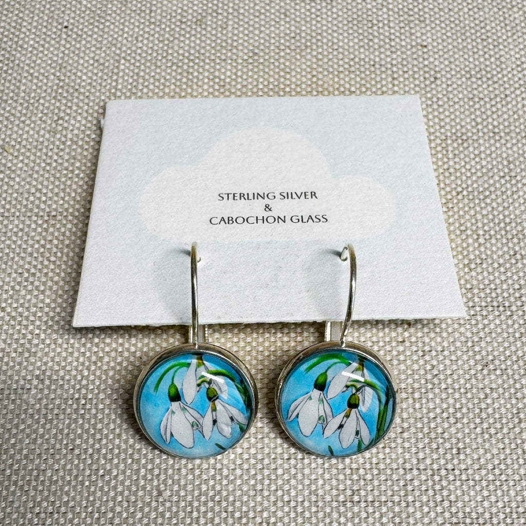 Snowdrops Silver Cabochon Earrings