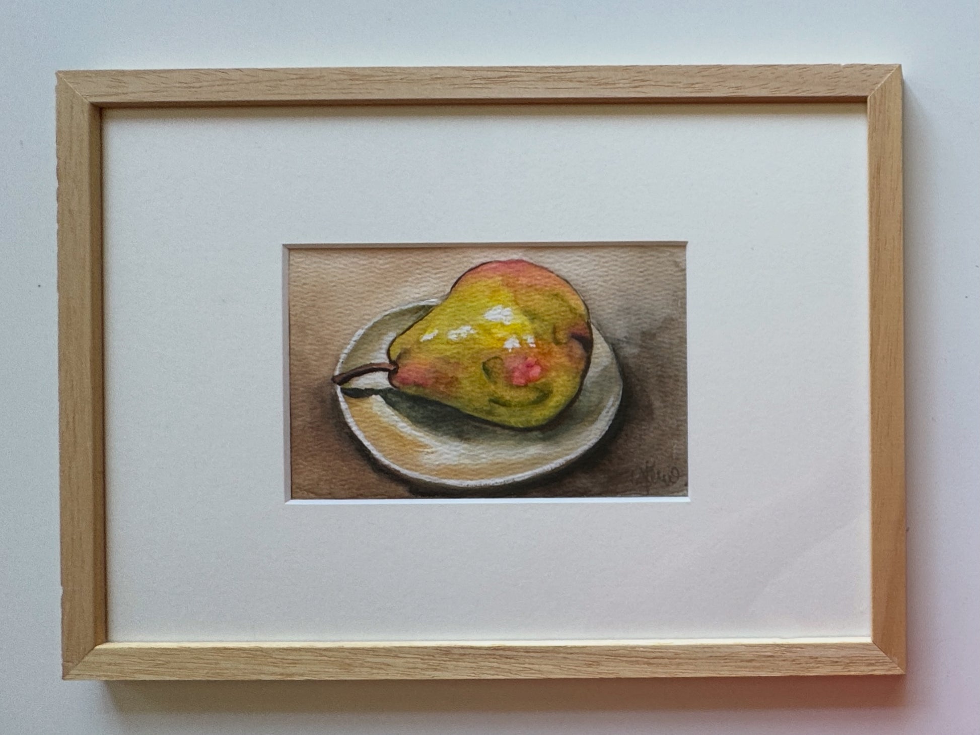 Framed original watercolour painting titled “The Weight of Quiet” by Shanaz Minhas, featuring soft, atmospheric tones evoking silence and stillness.
