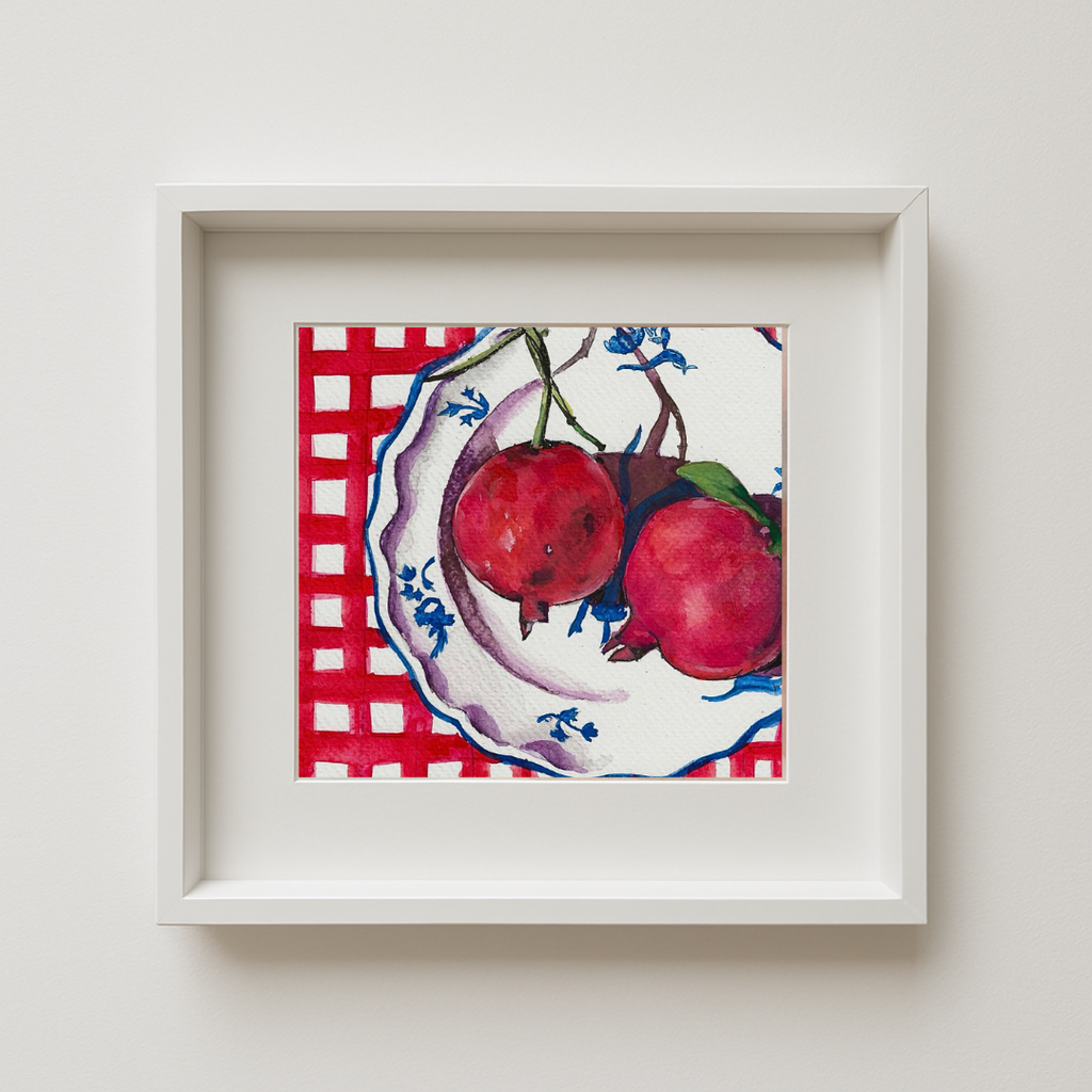 Seeds of Hope” original watercolour painting framed in a simple wooden frame, ready to hang.
	3.	Styled Room Display:
“Seeds of 
