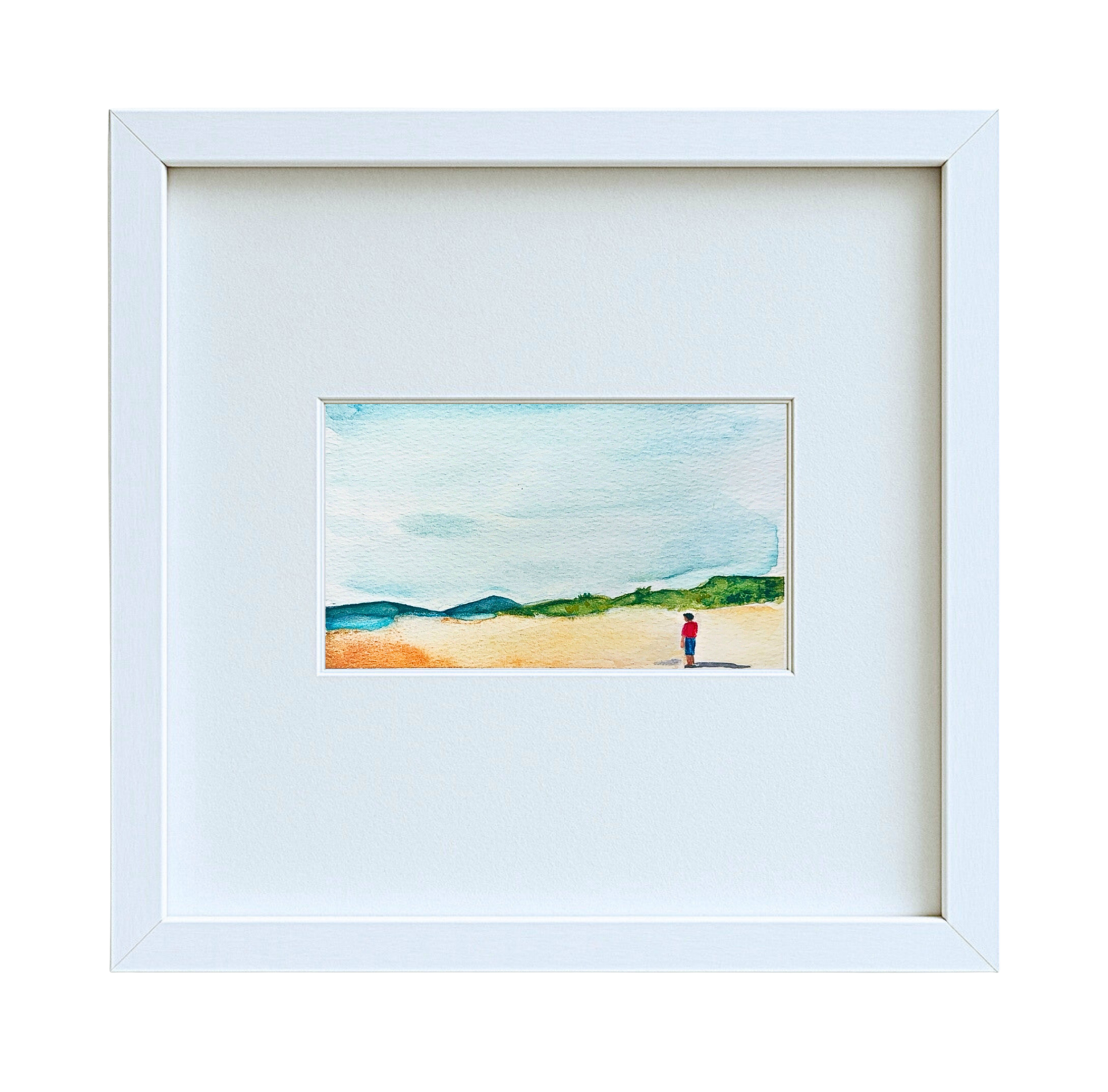 Harlech Beach – Original Framed A5 Watercolour | Rainbow Raindrops | 148 mm x 210 mm (A5)