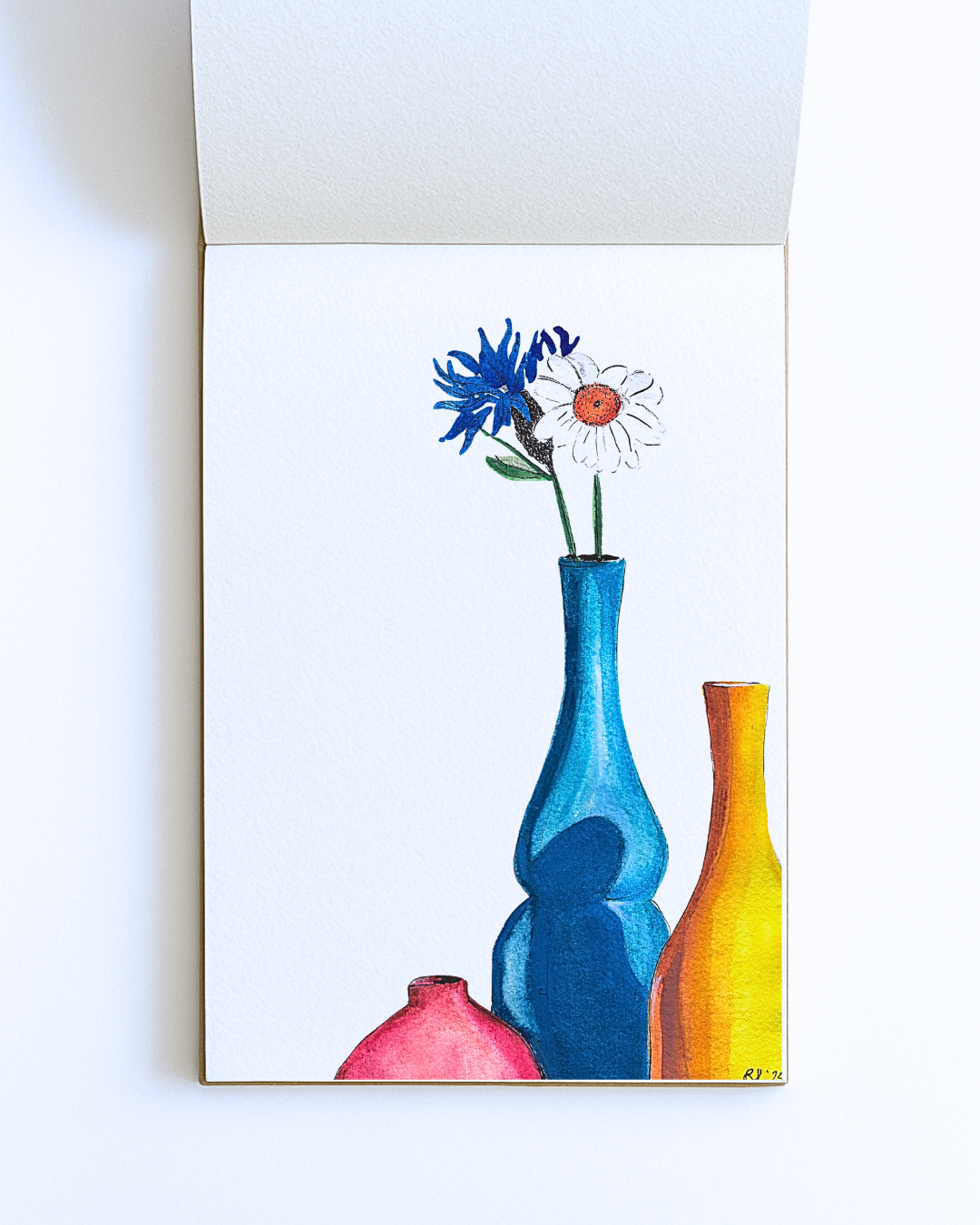 Cornflower and Marguerite– Original A5 Print