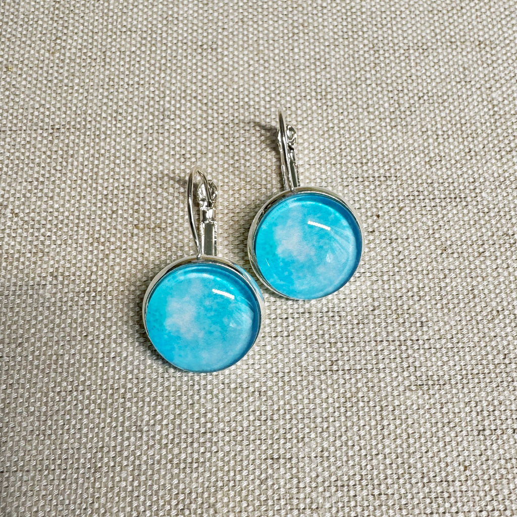 Turquoise Silver Cabochon Earrings