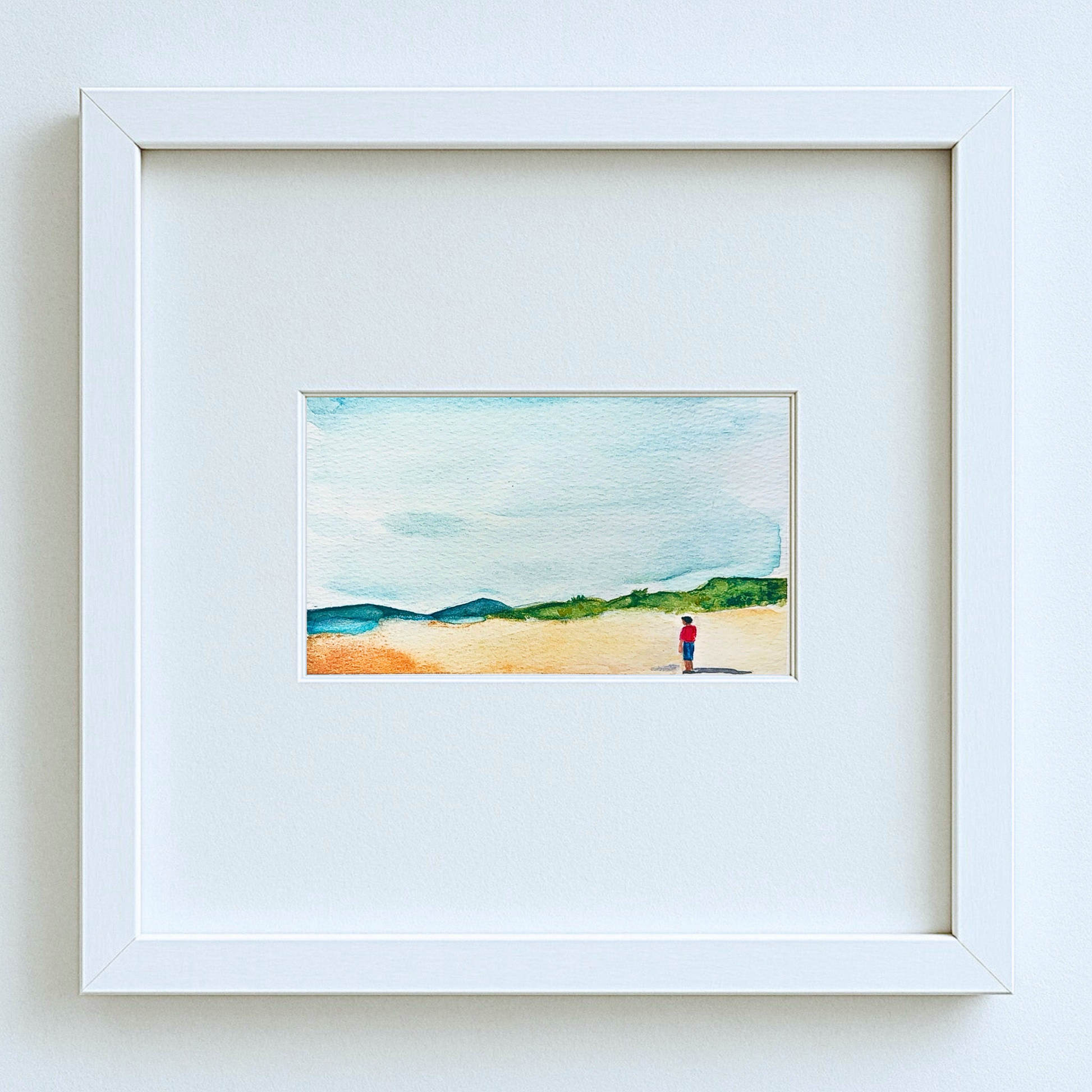 Harlech Beach – Original Framed A5 Watercolour | Rainbow Raindrops | 148 mm x 210 mm (A5)