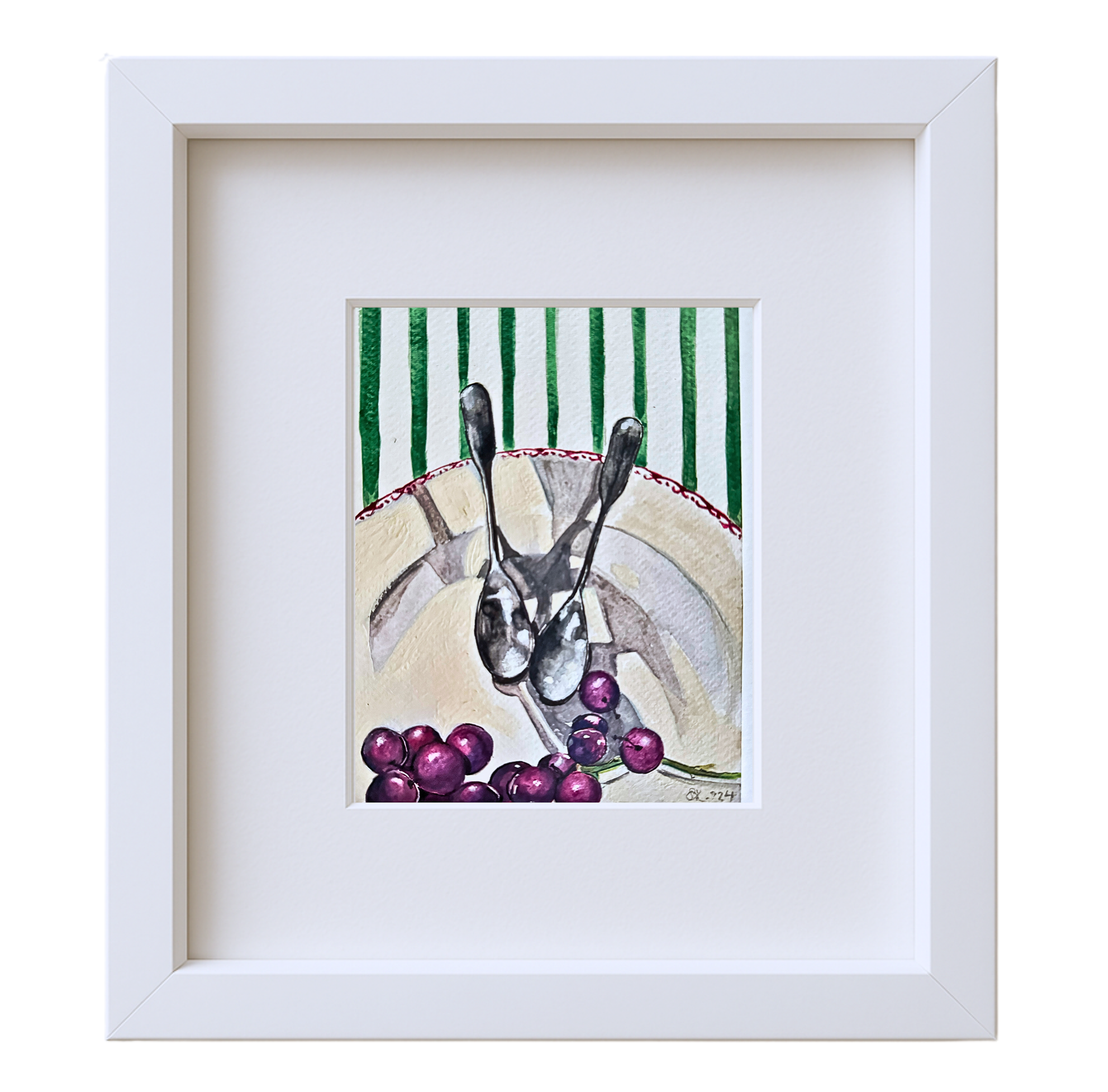 Grapes and Spoons – Original Watercolour Still Life