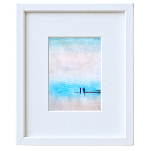 Two Figures at Tankerton – Framed Watercolour Print