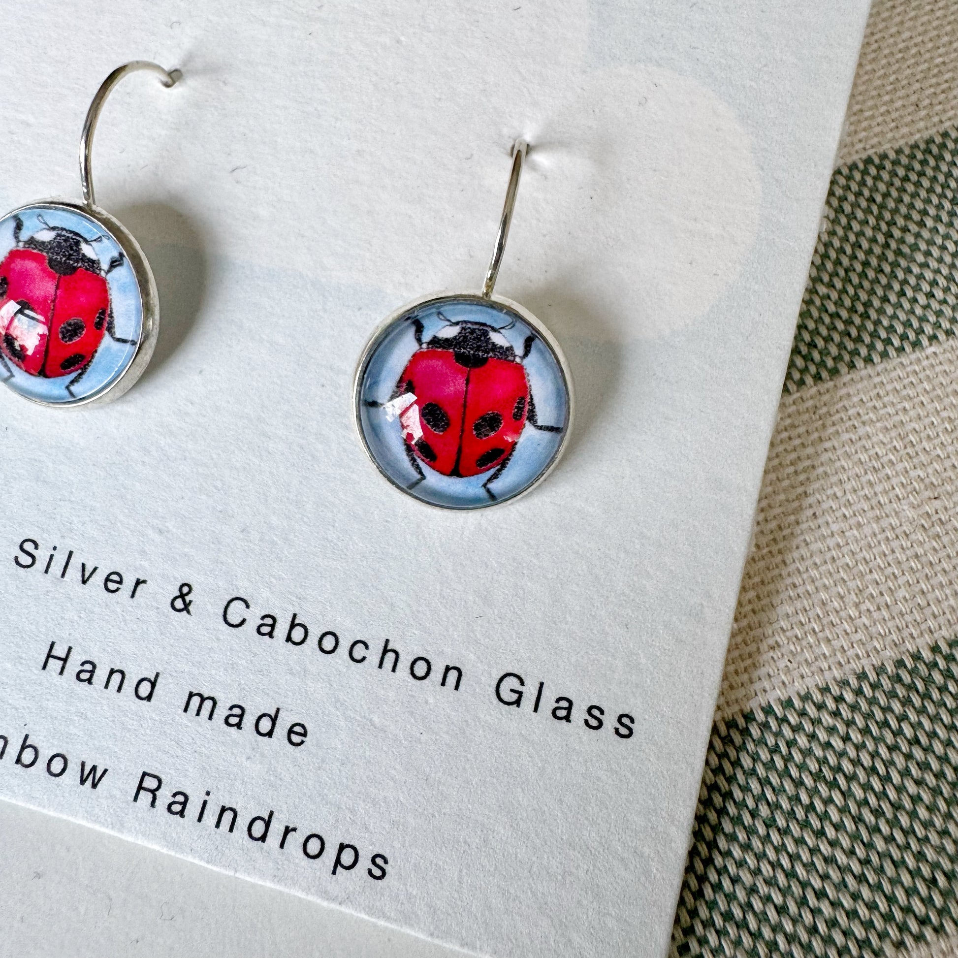 Ladybirds Silver Cabochon Earrings