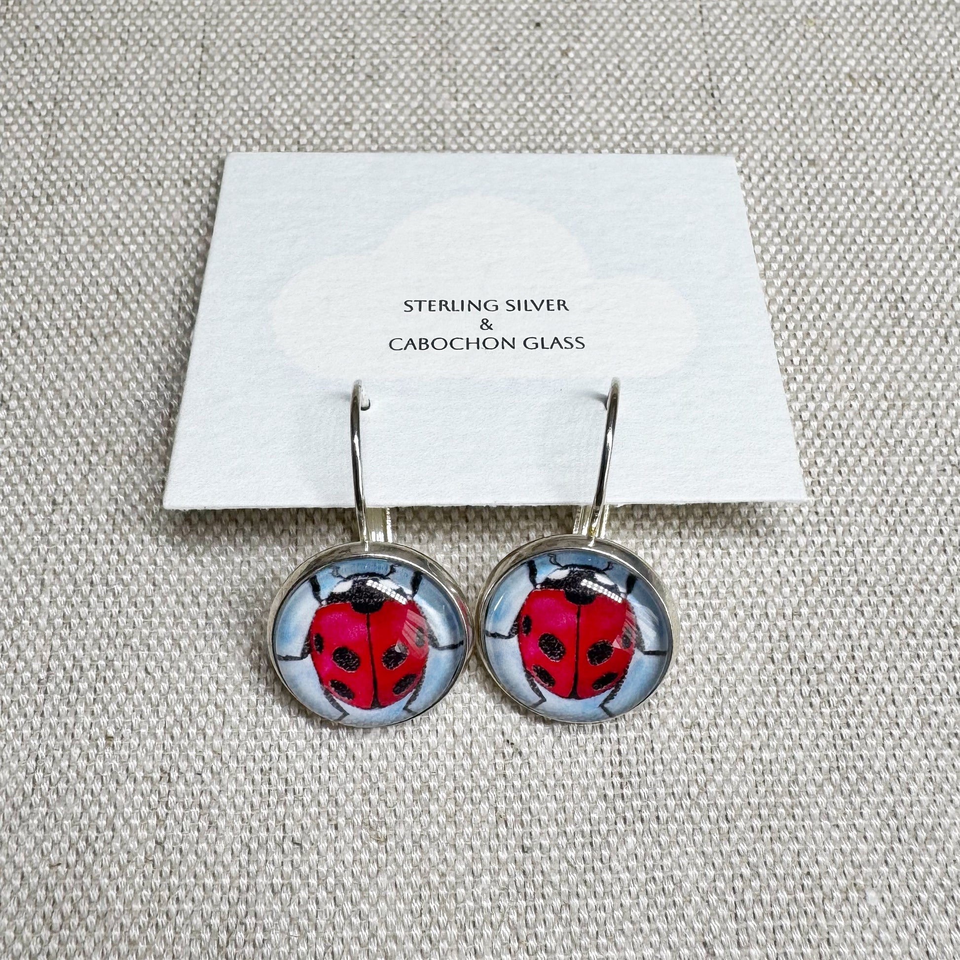 Ladybirds Silver Cabochon Earrings