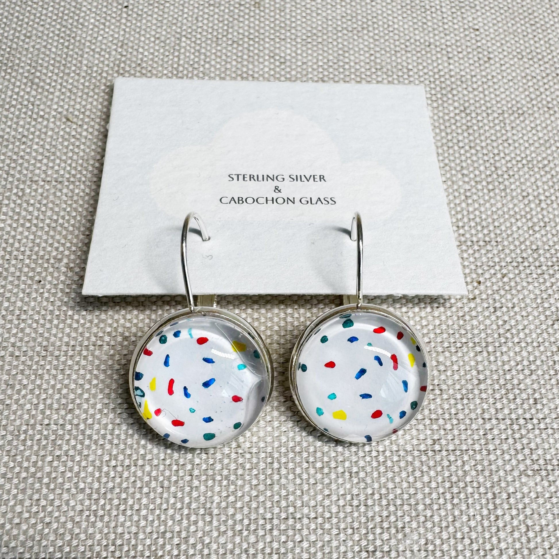 Confetti Silver Cabochon Earrings