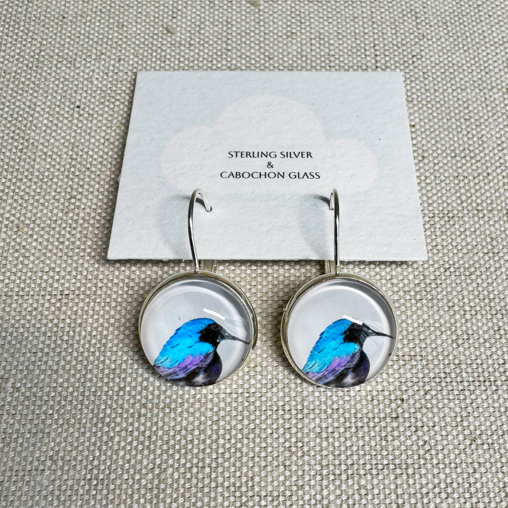 Sunbird Silver Cabochon Earrings