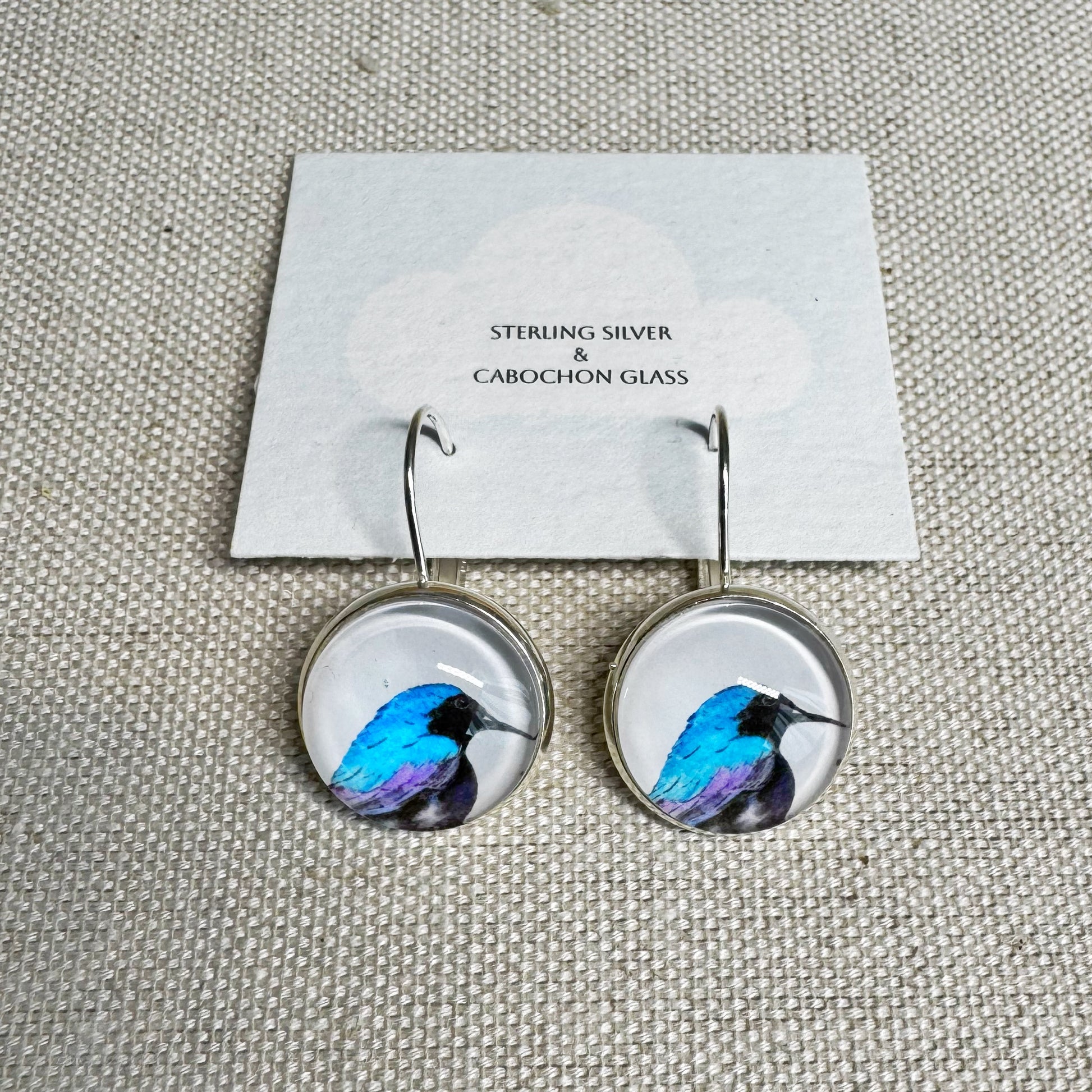 Sunbird Silver Cabochon Earrings
