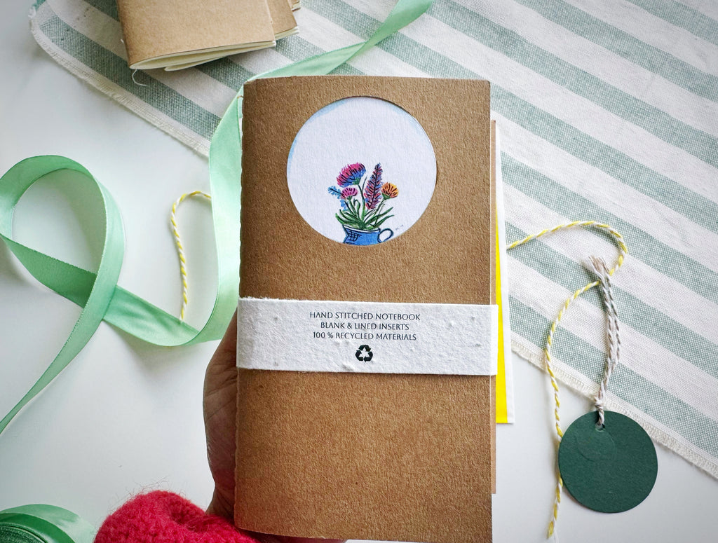 Wildflower Handmade Mini Journal – Hand-Stitched Notebook