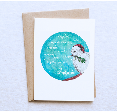 Baby Dove Christmas Card – Santa Hat, Olive Branch & Words of Peace