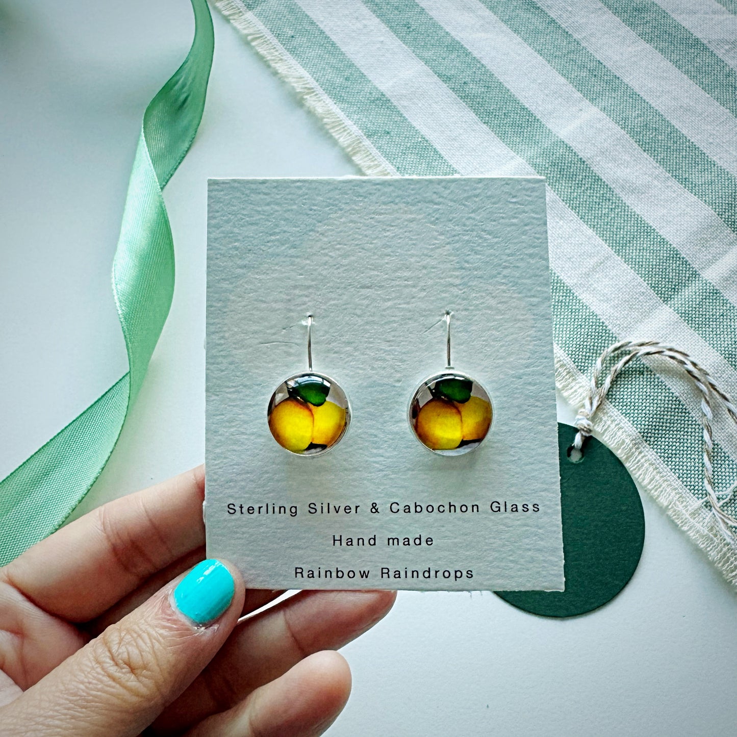 Lemons Sterling Silver Cabochon Earrings