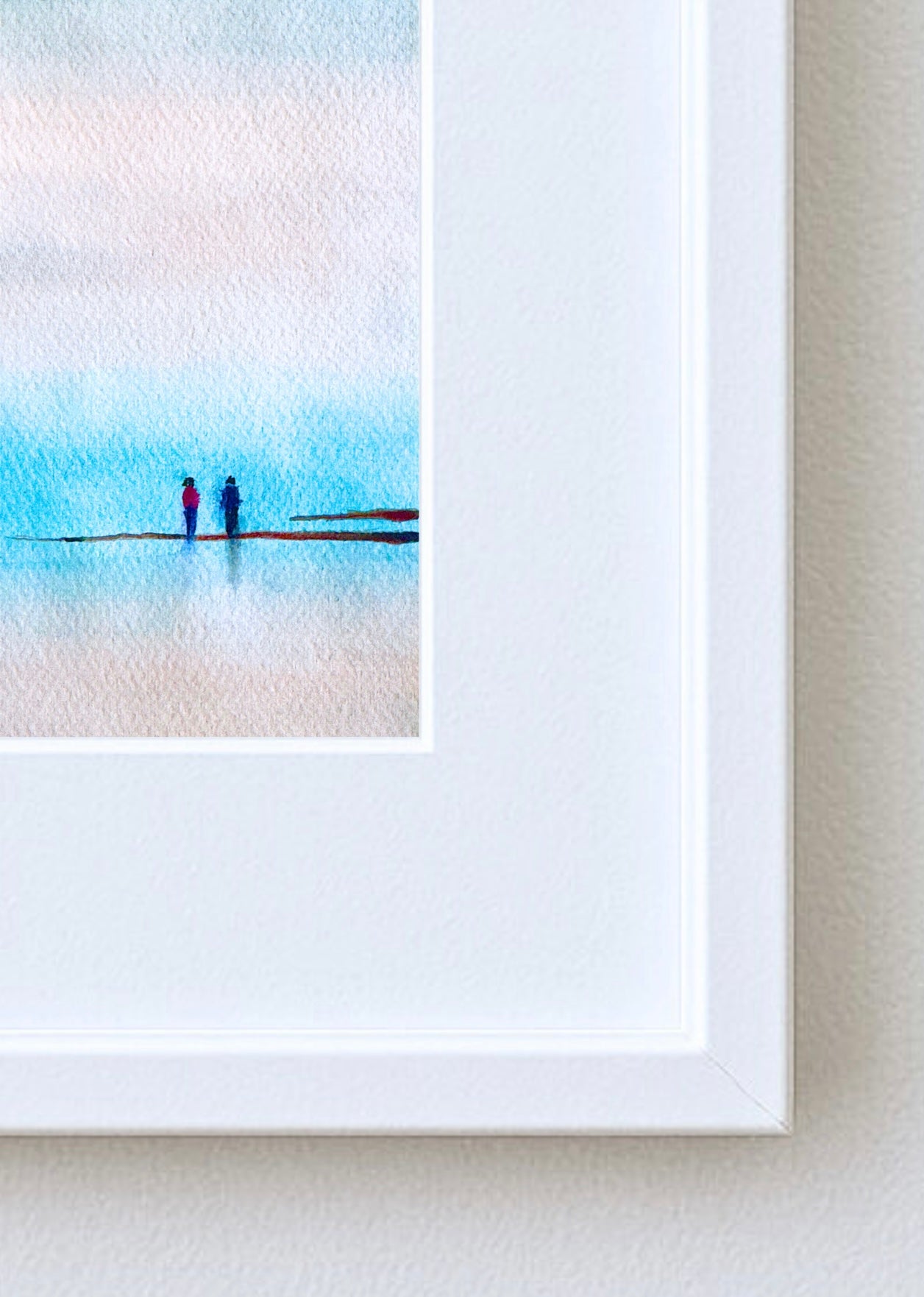 Two Figures at Tankerton – Framed Watercolour Print