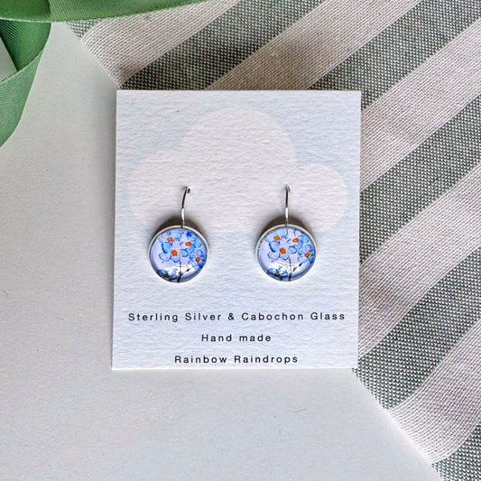 Forget Me Not Silver Cabochon Earrings