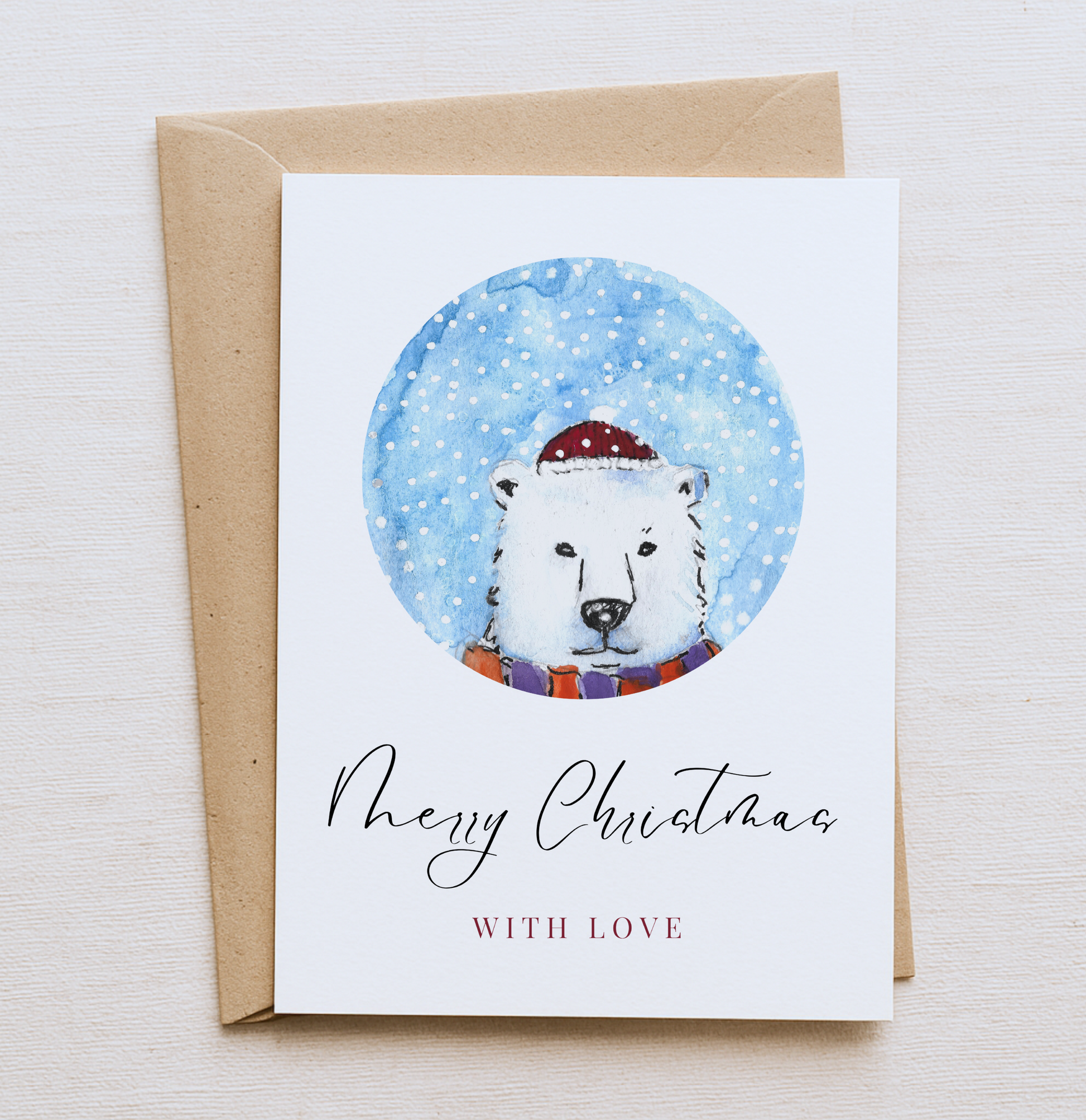 Polar Bear Christmas Card – “Merry Christmas With Love”