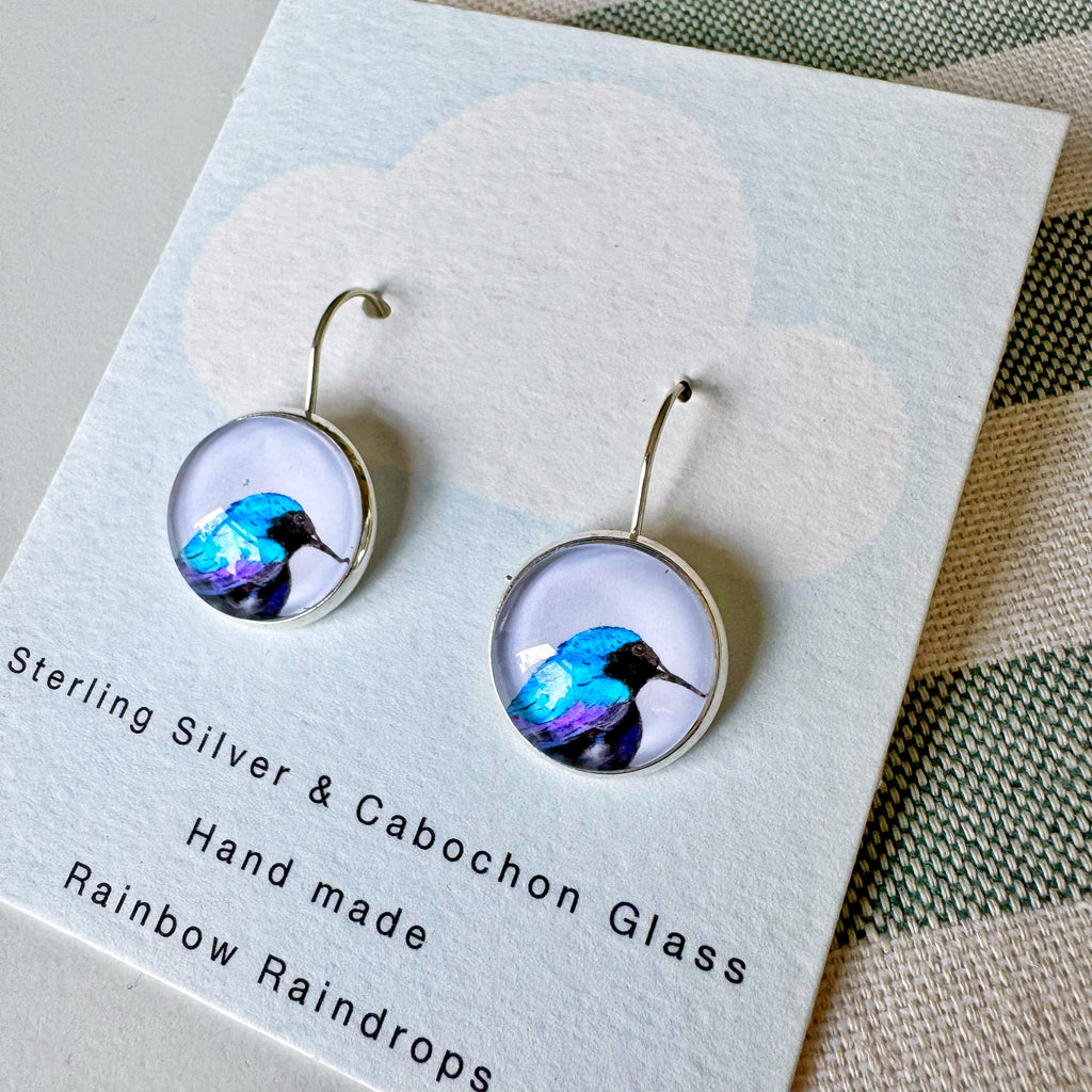Sunbird Silver Cabochon Earrings