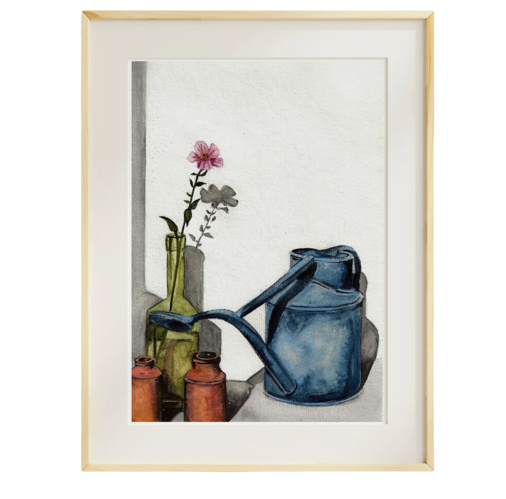 Watering Can – Original Watercolour Still Life | Rainbow Raindrops -A4