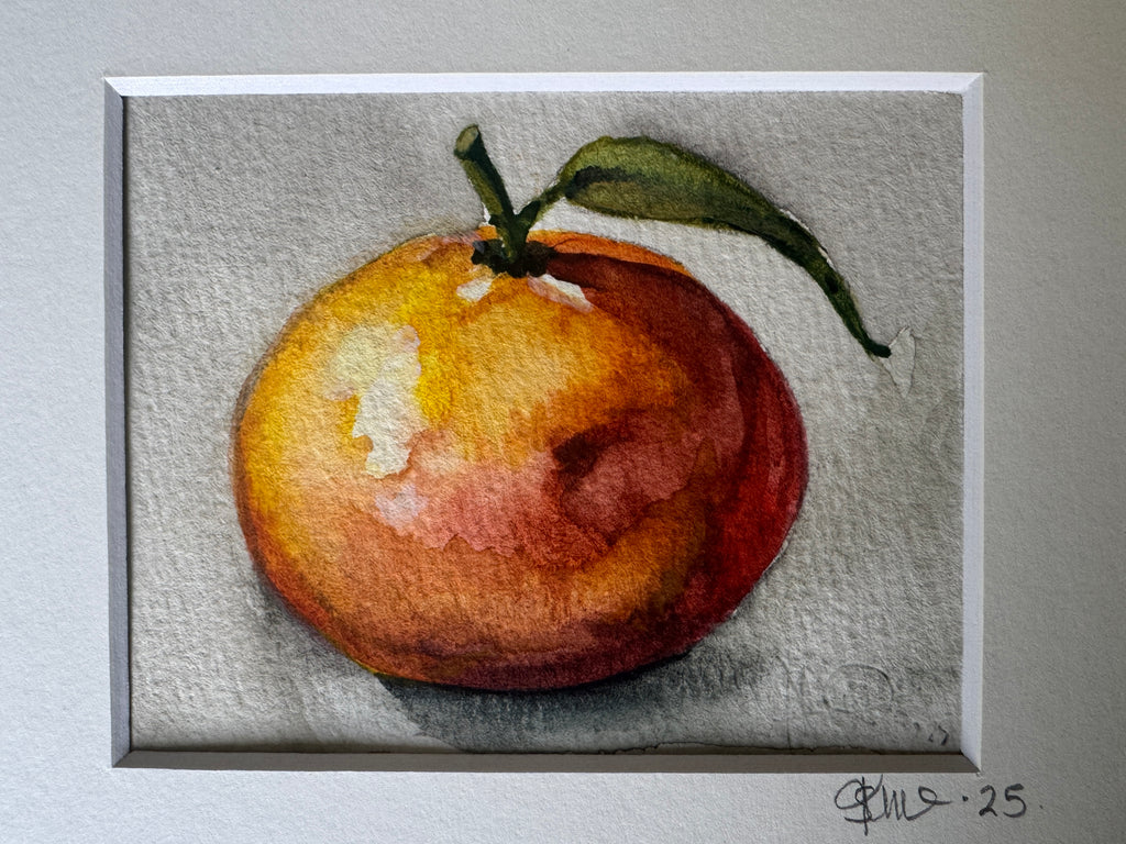 De Clementine –Mini Original Watercolour Still Life |  100 mm x 76 mm | Raindrops