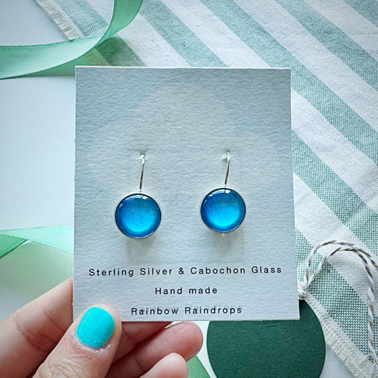 Turquoise Silver Cabochon Earrings