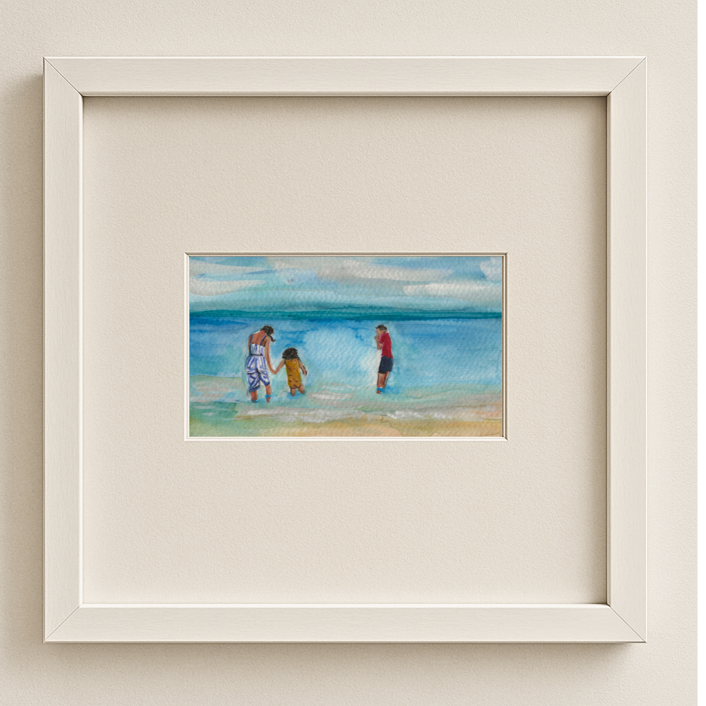 To the Shore Together – Original Framed A5 Watercolour (Whitstable Beach)