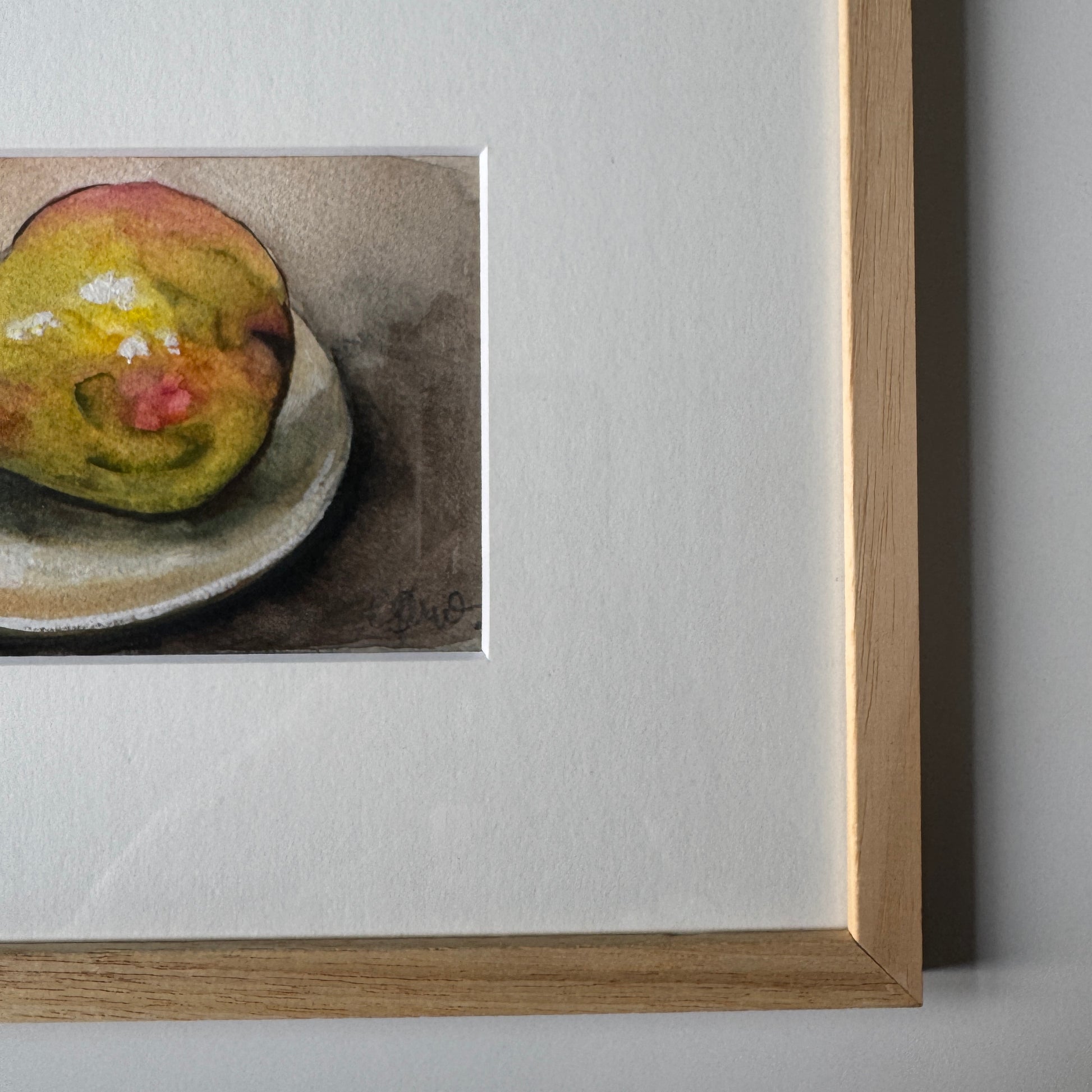 Minimal wooden frame around “The Weight of Quiet” original watercolour, ready to hang.