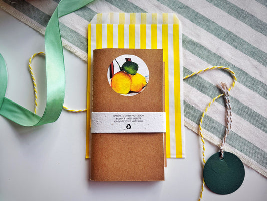 Lemons Handmade Mini Journal – Hand-Stitched Notebook