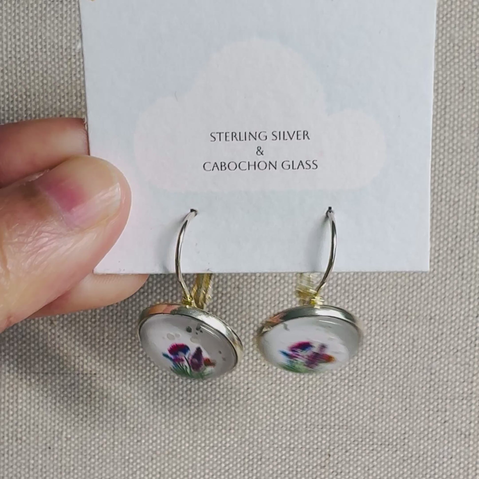 Wildflower Silver Cabochon Earrings
