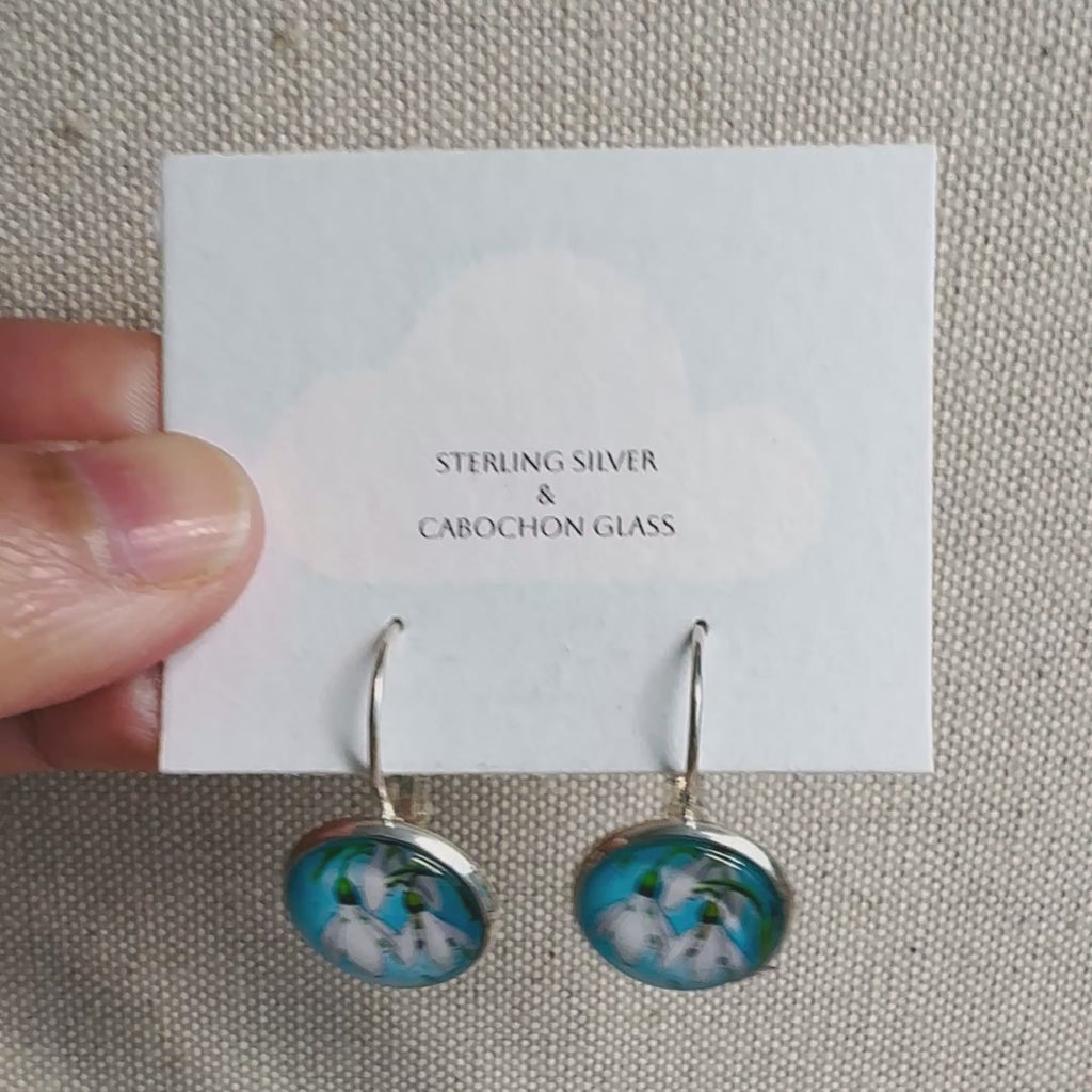 Snowdrops Silver Cabochon Earrings