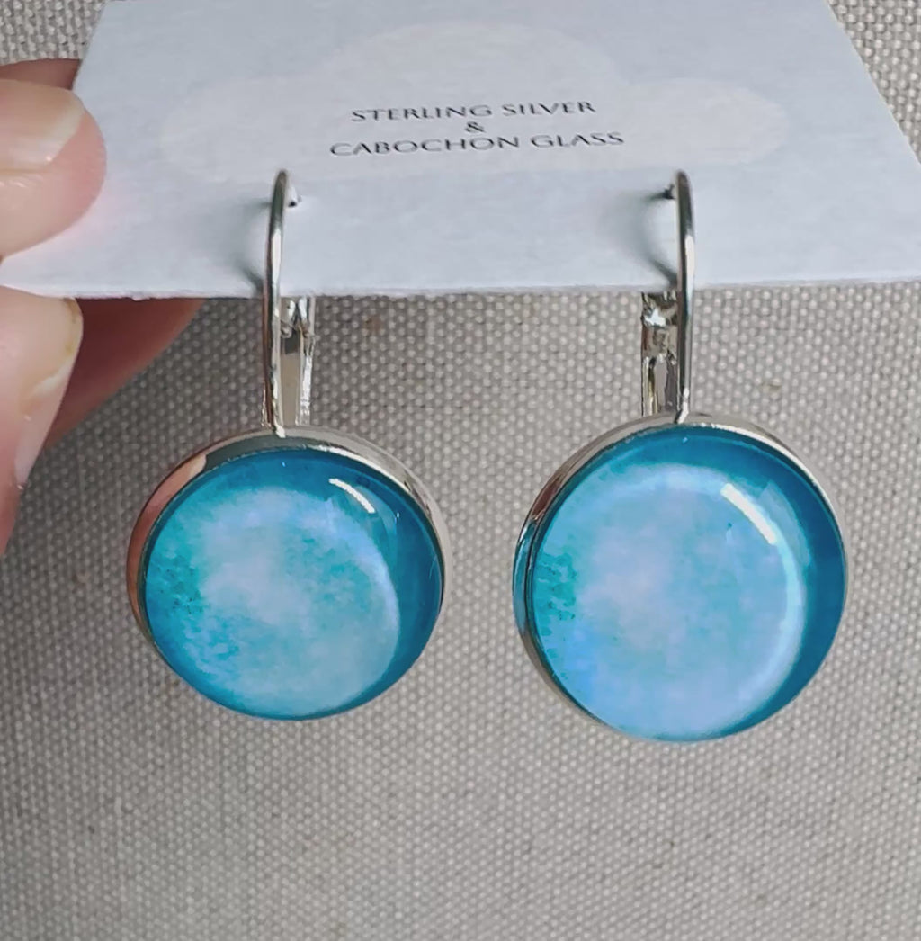 Turquoise Silver Cabochon Earrings