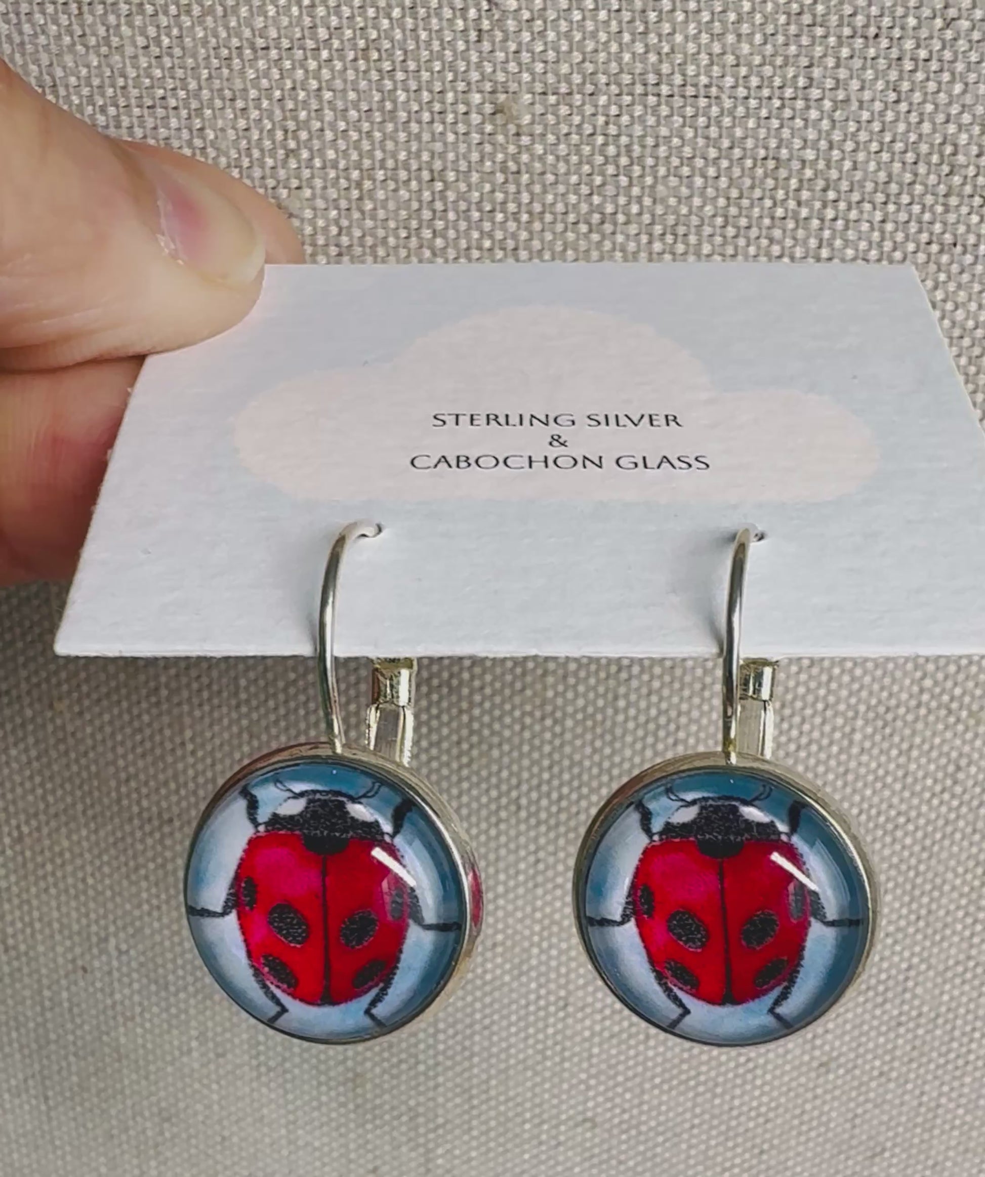 Ladybirds Silver Cabochon Earrings