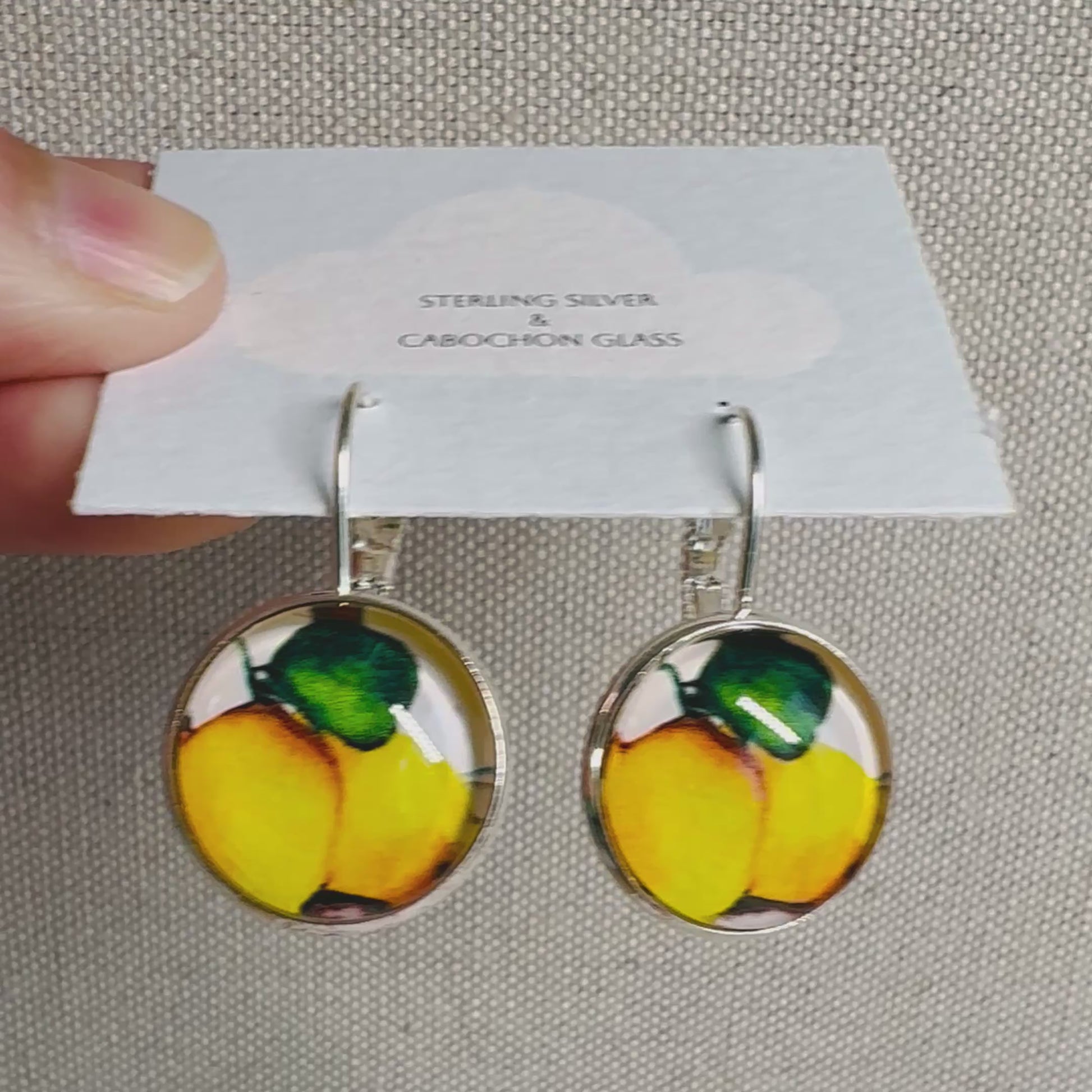 Lemons Sterling Silver Cabochon Earrings
