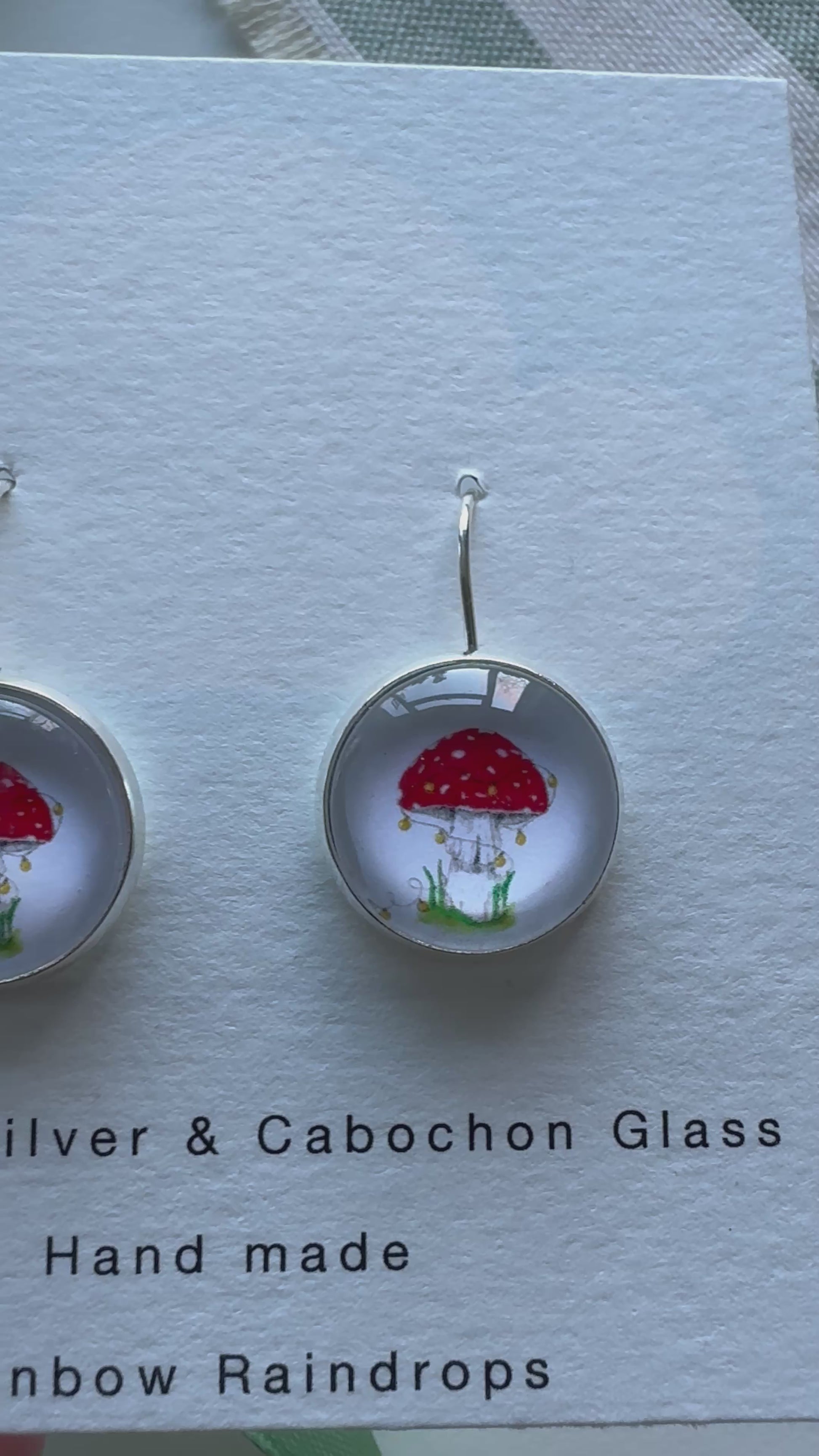 Toadstool Sterling Silver Cabochon Earrings