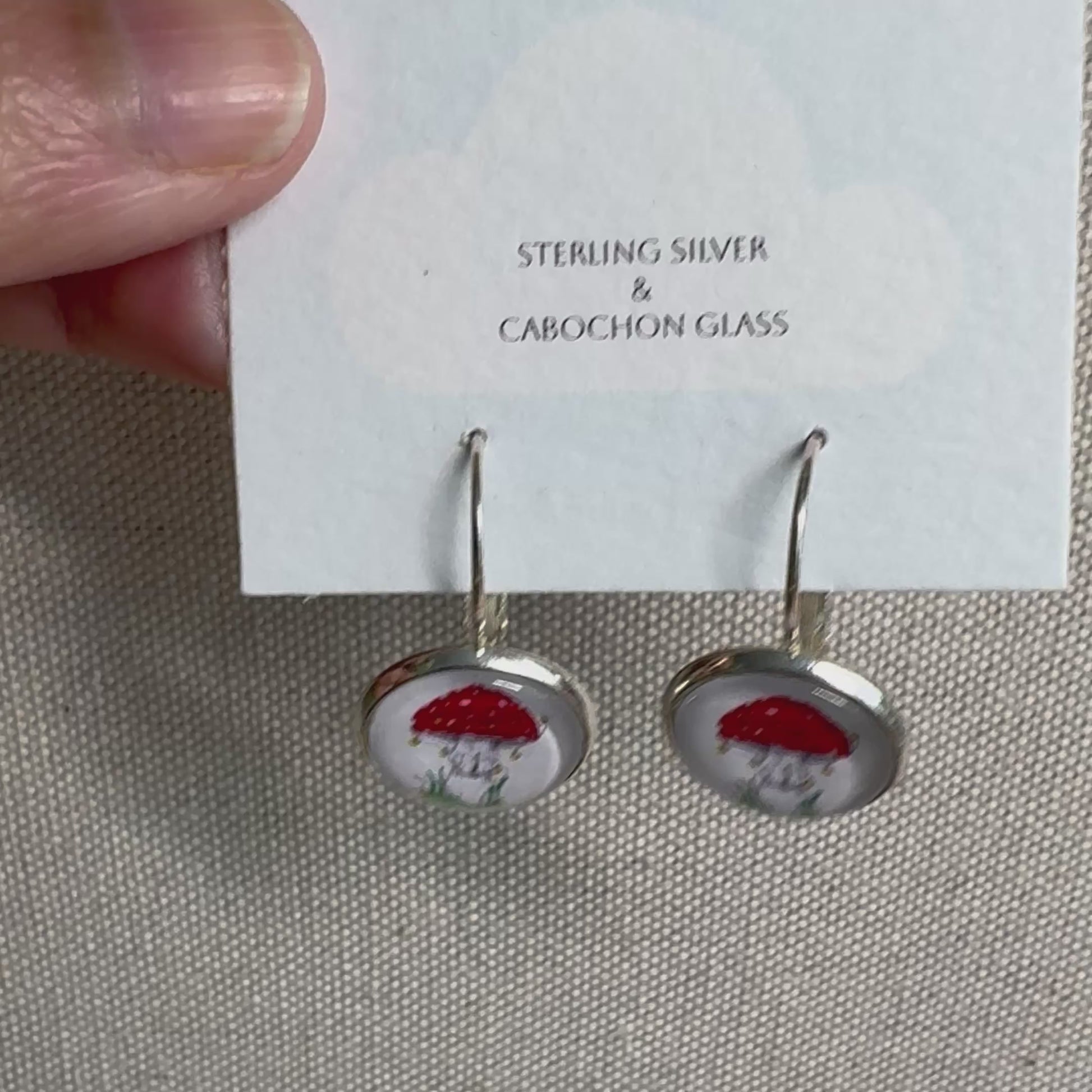 Toadstool Sterling Silver Cabochon Earrings